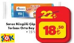 SAROZ BÜZGÜLÜ ÇÖP TORBASI ORTA BOY • 15’Lİ SAROZ BÜZGÜLÜ ÇÖP TORBASI ORTA BOY • 15’Lİ